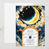Invitation Enfants Pastel Moon Anniversaire (Devant / Derrière)