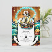Invitation Enfants Pastel Ship Aventure Pirate Anniversaire (Debout devant)