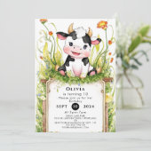 Invitation Enfants Pastel Vache Anniversaire (Debout devant)