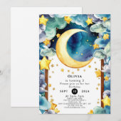 Invitation Enfants personnalisés Lune Anniversaire (Devant / Derrière)