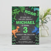 Invitation Enfants personnalisés Trois Dinosaures fête d'anni (Debout devant)