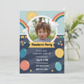Invitation Enfants Photo Arcs-en-ciel et ballons | Anniversai (Debout devant)
