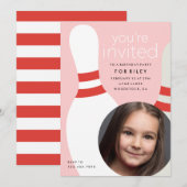 Invitation Enfants Photo bowling fête d'anniversaire (Devant / Derrière)