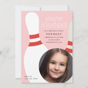 Invitation Enfants Photo bowling fête d'anniversaire