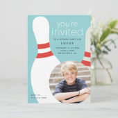 Invitation Enfants Photo bowling fête d'anniversaire (Debout devant)