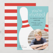 Invitation Enfants Photo bowling fête d'anniversaire (Devant / Derrière)