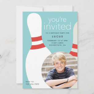 Invitation Enfants Photo bowling fête d'anniversaire