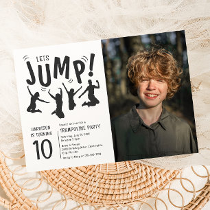Invitation Enfants Photo Trampoline fête d'anniversaire