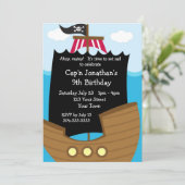 Invitation Enfants Pirate bateau fête d'anniversaire (Debout devant)