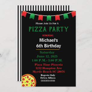 Invitation Enfants Pizza fête d'anniversaire