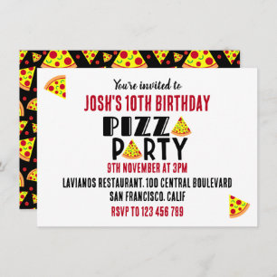 Invitation Enfants Pizza fête d'anniversaire