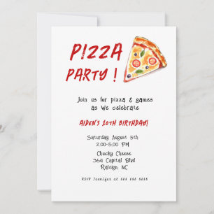 Invitation Enfants PIZZA fête d'anniversaire