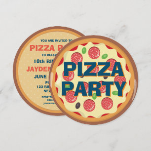 Invitation Enfants Pizza Party N'importe quel âge Anniversair
