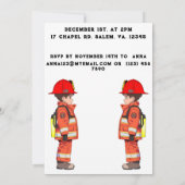 Invitation Enfants pompier thème fête d'anniversaire (Dos)