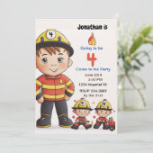 Invitation Enfants pompiers Personnaliser de l'âge Anniversai (Debout devant)
