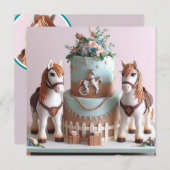 INVITATION ENFANTS PONIES DÉCORÉES GÂTEAU D'ANNIVERSAIRE (Devant / Derrière)