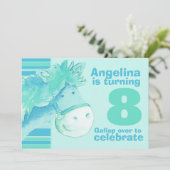Invitation Enfants pony treking 8 anniversaire aqua anniversa (Debout devant)