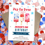 Invitation Enfants Pop Over Glace d'été Pop 2e Anniversaire<br><div class="desc">Venez passer une fête d'anniversaire douce et colorée ! Cette adorable invitation sur le thème des sucettes glacées présente des couleurs vives rouges, blanches et bleues inspirées du 4 juillet, parfaites pour une fête d'été remplie de friandises froides et de plaisir festif. Conçue pour les tout-petits, cette invitation joyeuse qui...</div>