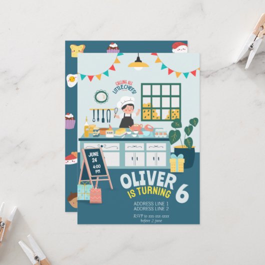 Invitation Enfants qui fêtent leur anniversaire (Devant/Arrière en situation)