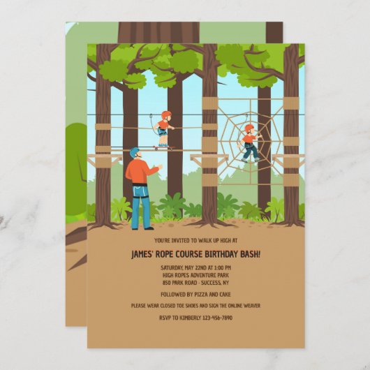 Invitation Enfants qui marchent sur une corde (Devant / Derrière)