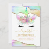 Invitation Enfants Rainbow Unicorn Anniversaire (Devant)
