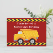 Invitation Enfants Red Dump Truck Boys fête d'anniversaire (Debout devant)