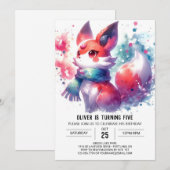 Invitation Enfants Renard rustique Anniversaire (Devant / Derrière)