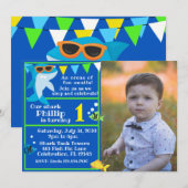 Invitation Enfants requin bleu Fintastic Anniversaire Photo (Devant / Derrière)