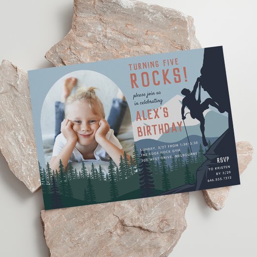Invitation Enfants Rock Escalade photo fête d'anniversaire