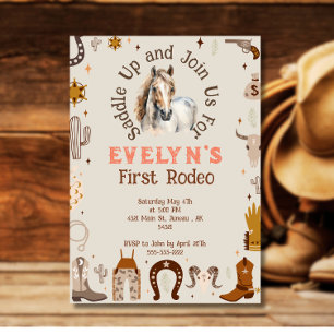 Invitation Enfants Rodeo Cowboy Rustique Ouest