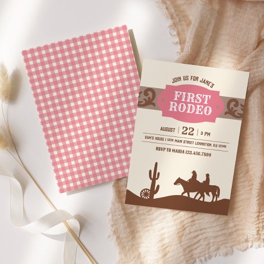 Invitation Enfants Rodéo rose rodéo Occident fête d'anniversa