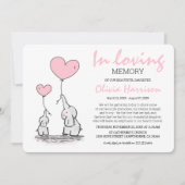 Invitation Enfants roses mignons en mémoire d'amour funéraill (Devant)