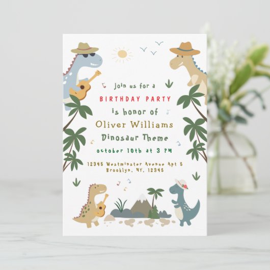 Invitation Enfants rugissants du Jurassique Fête préhistoriqu (Debout devant)