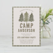 Invitation Enfants Rustic Forest Camping Fête d'anniversaire (Debout devant)