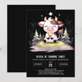 Invitation Enfants rustiques Vache Anniversaire (Devant / Derrière)