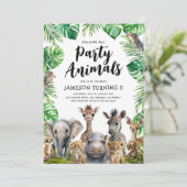 Invitation Enfants Safari Party Animaux Anniversaire (Debout devant)