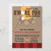 Invitation Enfants S'amusent plus avec des amis camp incendie (Devant)