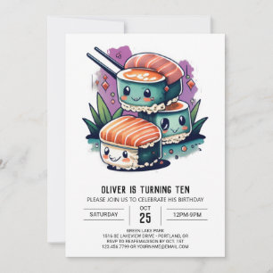 Invitation Enfants Sashimi Moderne Anniversaire
