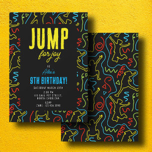 Invitation Enfants sautent de joie Anniversaire enfants néon