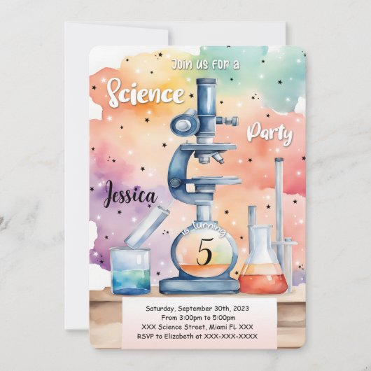 Invitation Enfants Science Anniversaire (Devant)
