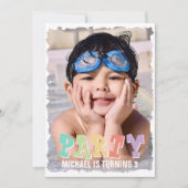 Invitation Enfant's Simple Cute Photo Bleu Anniversaire fête (Devant)