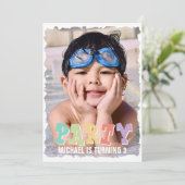 Invitation Enfant's Simple Cute Photo Bleu Anniversaire fête (Debout devant)