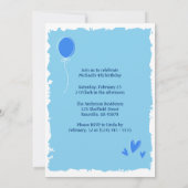 Invitation Enfant's Simple Cute Photo Bleu Anniversaire fête (Dos)