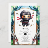 Invitation Enfants simples Ninja Anniversaire (Devant / Derrière)