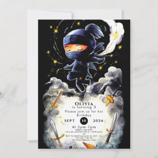Invitation Enfants simples Ninja Anniversaire