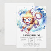 Invitation Enfants singe Anniversaire (Devant / Derrière)