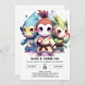 Invitation Enfants singe Anniversaire (Devant / Derrière)