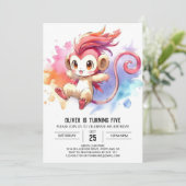 Invitation Enfants Singe Whimsical Anniversaire (Debout devant)