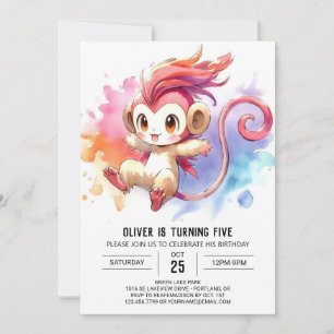 Invitation Enfants Singe Whimsical Anniversaire