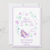 Invitation Enfants Sirène Anniversaire Splash (Devant)